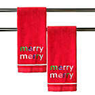 Alternate image 2 for H for Happy&trade; Merry Merry Christmas Hand Towels in True Red (Set of 2)