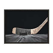 DesignOvation Sylvie Vintage Hockey Stick and Puck 24-Inch x 18-Inch Framed Canvas Wall Art