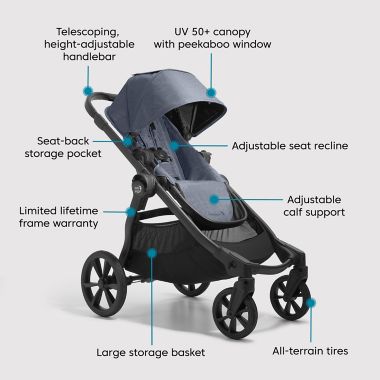 Baby Jogger&reg; City Select&reg; 2 Single-to-Double Modular Stroller in Peacoat Blue. View a larger version of this product image.