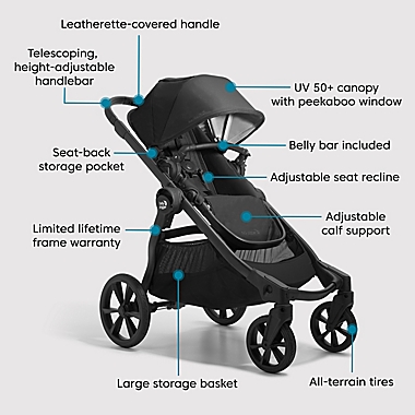Baby Jogger&reg; City Select&reg; 2 Eco Collection Single-to-Double Modular Stroller in Lunar Black. View a larger version of this product image.