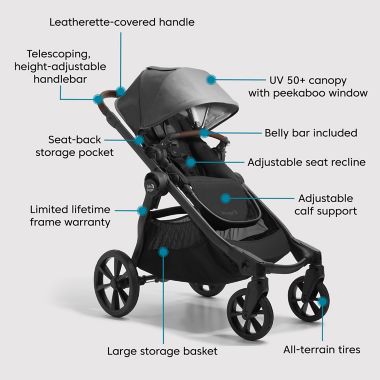 Baby Jogger&reg; City Select Modular Stroller 2 Eco Collection Single-to-Double in Harbor Grey. View a larger version of this product image.