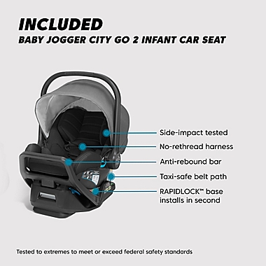 Baby Jogger&reg; City Select 2 Eco Collection Single-to-Double Modular Travel System in Harbor Grey. View a larger version of this product image.