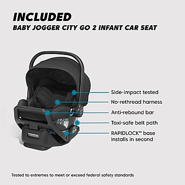 Baby Jogger&reg; City Select 2 Eco Collection Single-to-Double Modular Travel System in Lunar Black. View a larger version of this product image.