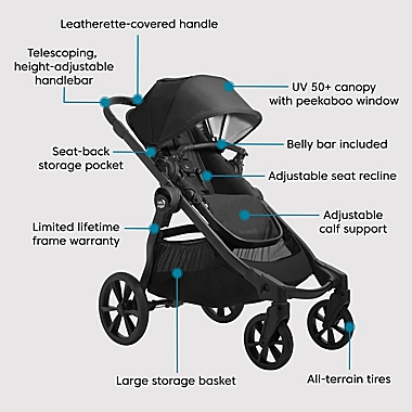 Baby Jogger&reg; City Select 2 Eco Collection Single-to-Double Modular Travel System in Lunar Black. View a larger version of this product image.