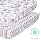 Alternate image 1 for The Peanutshell&trade; 2-Pack Playard Fitted Sheets in Elephants & Stripes