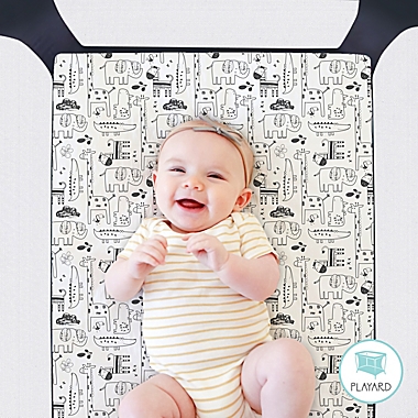 The Peanutshell&trade; 2-Pack Playard Fitted Sheets in Animals & Tribal. View a larger version of this product image.