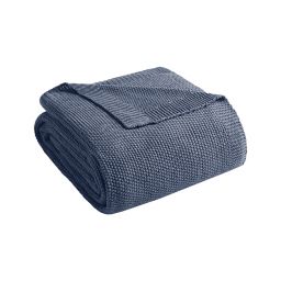 INK+IVY Bree Knit King Blanket in Indigo