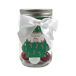 Candy Cane Wishes 6.5oz Gumballs in Glass Mason Jar