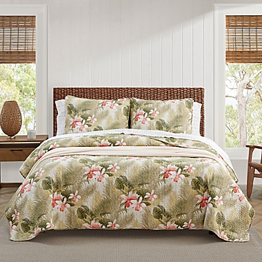 Tommy Bahama&reg; Tropical Orchid 3-Piece Reversible Full/Queen Quilt Set in Green. View a larger version of this product image.