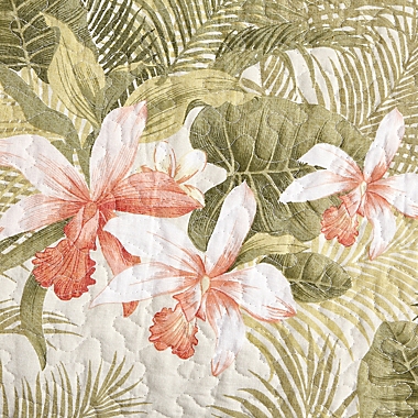 Tommy Bahama&reg; Tropical Orchid 3-Piece Reversible Full/Queen Quilt Set in Green. View a larger version of this product image.