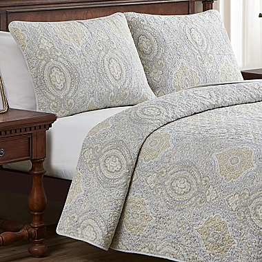 Tommy Bahama&reg; Turtle Cove 3-Piece Reversible King Quilt Set in Grey. View a larger version of this product image.