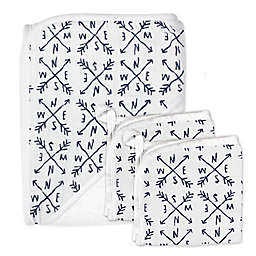 The Honest Company® 3-Piece Compass Hooded Towel and Washcloth Set in White/Navy