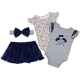 Baby Starters® Newborn 4-Piece Floral Tutu Set in Navy/Grey