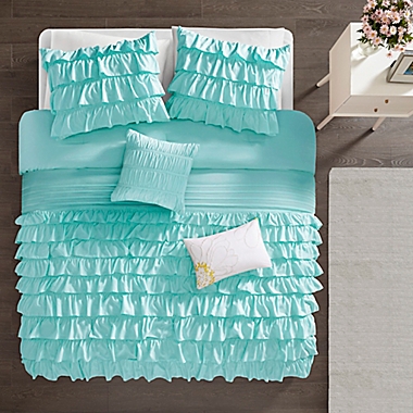 Intelligent Design Waterfall 5-Piece Reversible Full/Queen Comforter Set in Blue. View a larger version of this product image.