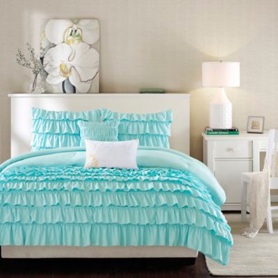 Intelligent Design Waterfall 5-Piece Reversible Full/Queen Comforter Set in Blue