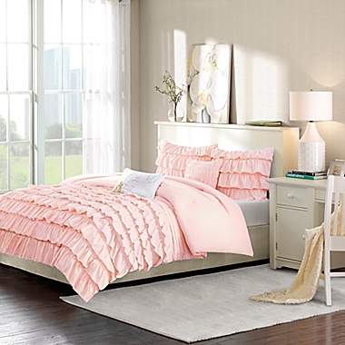 Intelligent Design Waterfall 5-Piece Full/Queen Reversible Comforter Set in Blush. View a larger version of this product image.