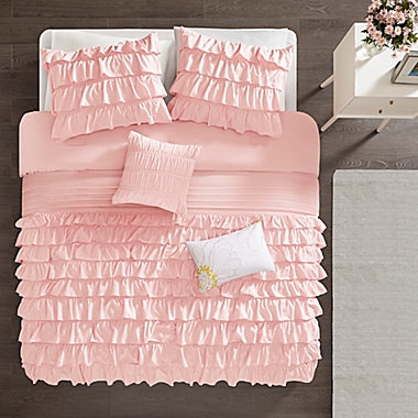 Intelligent Design Waterfall 5-Piece Full/Queen Reversible Comforter Set in Blush. View a larger version of this product image.