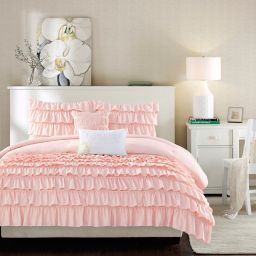 Intelligent Design Waterfall 4-Piece Twin/Twin XL Reversible Comforter Set in Blush
