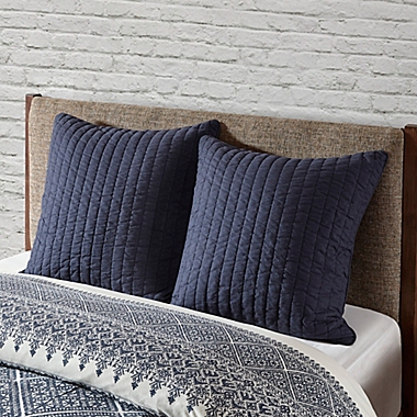 INK+IVY Camila Quilted European Pillow Sham in Navy. View a larger version of this product image.