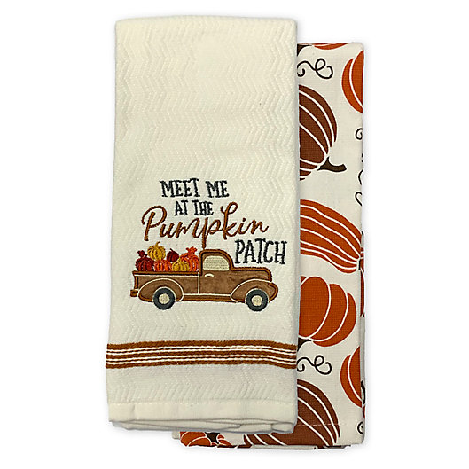 Alternate image 1 for Pumpkin Truck Kitchen Towels (Set of 2)
