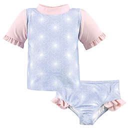 Hudson Baby® Floral Rashguard and Swim Trunk Set in Blue