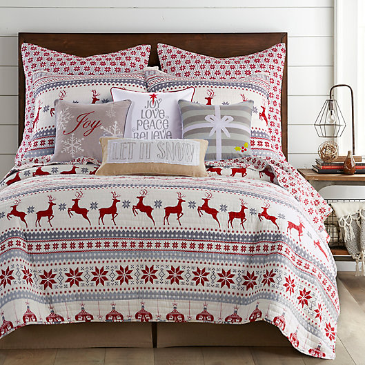Levtex Home Snowflake Reversible Quilt, Red And White Twin Bedding