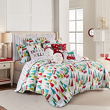 Levtex Home Merry &amp; Bright Holly Jolly Reversible King Quilt. View a larger version of this product image.