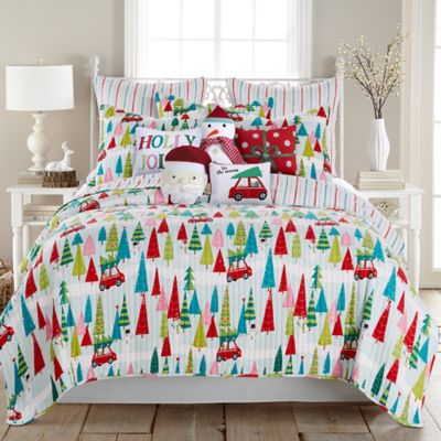 Levtex Home Merry &amp; Bright Holly Jolly Reversible Full/Queen Quilt