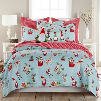 Levtex Home Merry &amp; Bright Gnome 2-PIece Reversible Twin/Twin XL Quilt Set in Blue