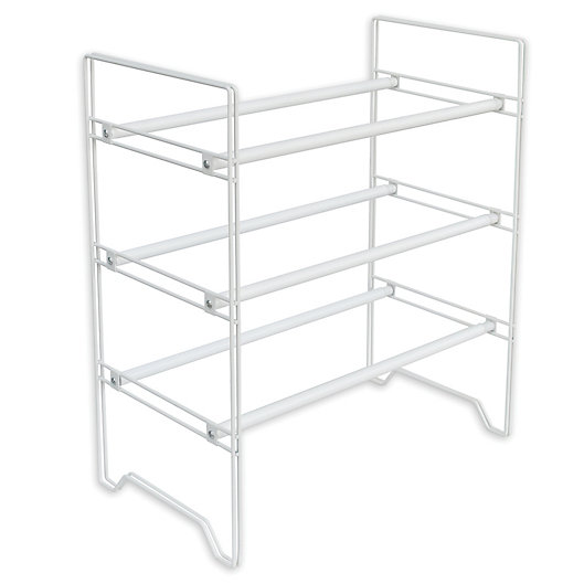 Alternate image 1 for Simply Essential™ 3-Tier Expandable Metal Shoe Rack in Bright White
