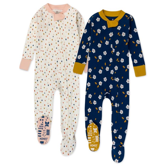 The Honest Company® 2Pack Falling Flowers Organic Cotton Footed