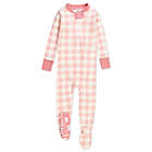Alternate image 0 for The Honest Company&reg; Size 24M  Buffalo Check Organic Cotton Snug-Fit Footed Pajamas in Pink Blush
