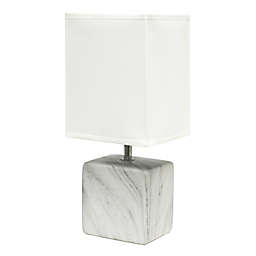 Simple Designs Petite Marbled Table Lamp with Shade