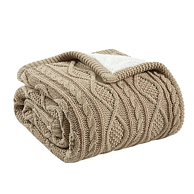 Bee &amp; Willow&trade; Cable Knit Reversible Throw Blanket in Quarry. View a larger version of this product image.