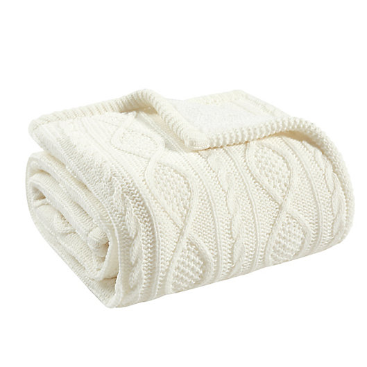 Alternate image 1 for Bee & Willow™ Cable Knit Reversible Throw Blanket in Ivory