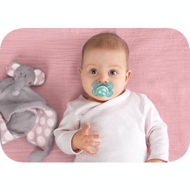 MAM Perfect Collection 0-6M 2-Pack Unisex Pacifiers in Green/Yellow. View a larger version of this product image.