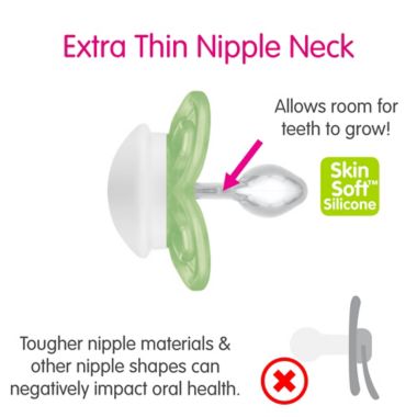 MAM Perfect Collection 0-6M 2-Pack Unisex Pacifiers in Green/Yellow. View a larger version of this product image.