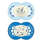 Alternate image 0 for MAM Night Age 6+ Months Glow-in-the-Dark Pacifier in Blue (2-Pack)
