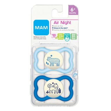 MAM Air Night Orthodontic Ages 6+ Months Pacifier in Blue. View a larger version of this product image.