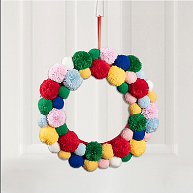 H for Happy&trade; 19.5-Inch Pom Pom Wreath. View a larger version of this product image.