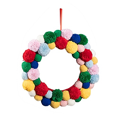 H for Happy&trade; 19.5-Inch Pom Pom Wreath. View a larger version of this product image.