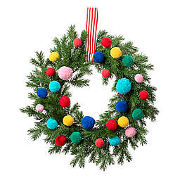 H for Happy™ 20-Inch Greenery Pom Pom Wreath