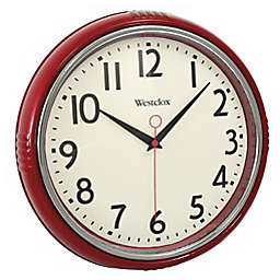 Westclox 12-Inch Round Retro Wall Clock in Red