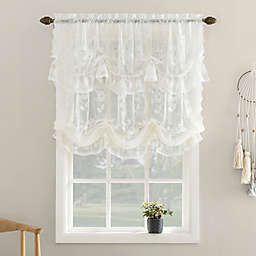 No. 918 Alison Floral Lace Sheer 64-Inch Rod Pocket Window Tie-up Shade in Ivory