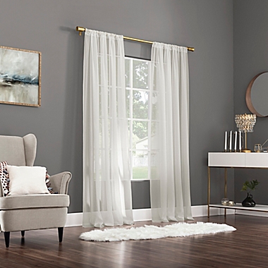 No. 918 Mallory Sheer Voile 84-Inch Rod Pocket Window Curtain Panel in Eggshell. View a larger version of this product image.