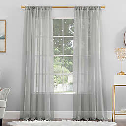 No. 918 Mallory Sheer Voile 63-Inch Rod Pocket Window Curtain Panel in Silver