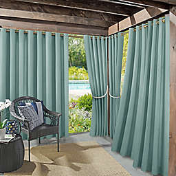 Sun Zero Sailor Indoor/Outdoor Room Darkening 108-Inch Grommet Window Curtain Panel in Soft Teal