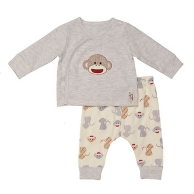 Baby Starters&reg; Size 9M 2-Piece Monkey Kimono Jacket and Pant Set