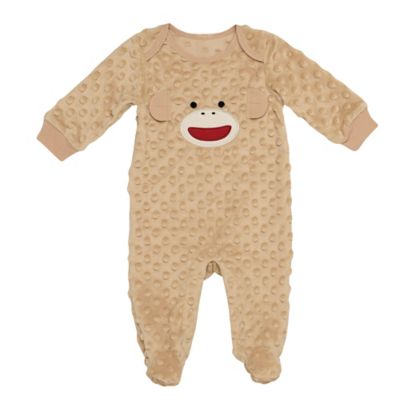 Baby Starters&reg; Size 0-3M Sock Monkey Footed Coverall in Brown
