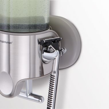 simplehuman&reg; Wall-Mount Double Soap Dispenser Pumps in Chrome. View a larger version of this product image.